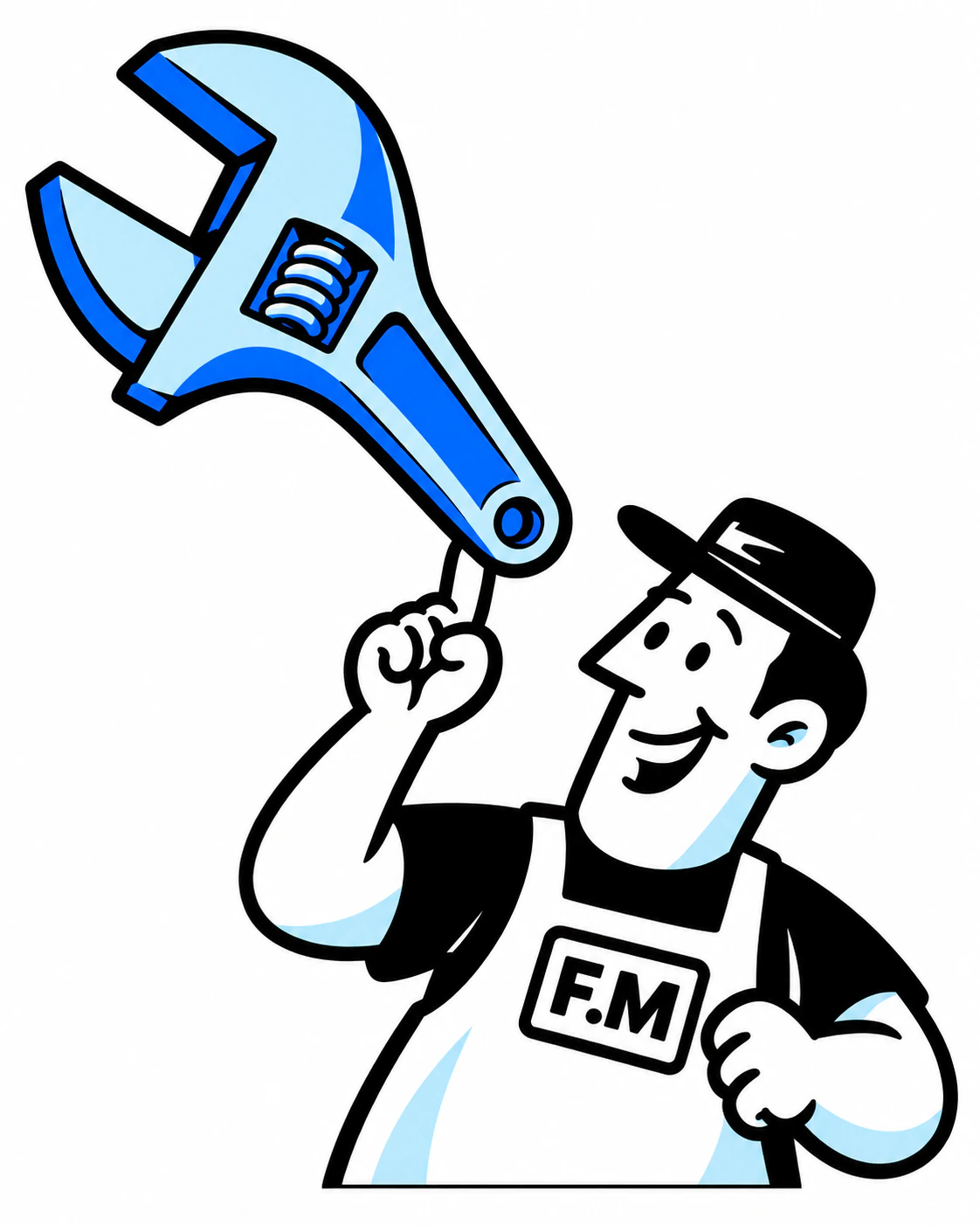 The ACG FM tradesperson balancing a blue wrench on one finger